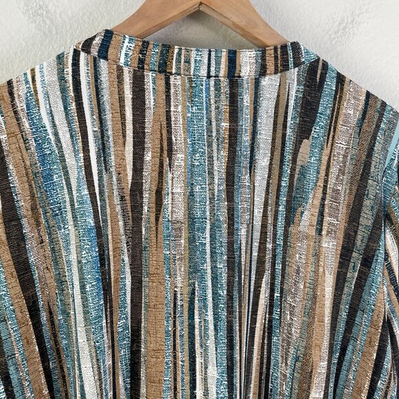 Cocomo Womens Plus 2X Striped Shirt Stretch Tunic Top Roll Tab Sleeve V Neck - Picture 9 of 9